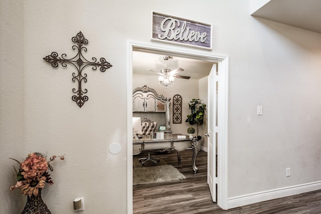 18202 Octavio Frias Trl, Houston, TX 77044 - hall with wood finished floors and a desk