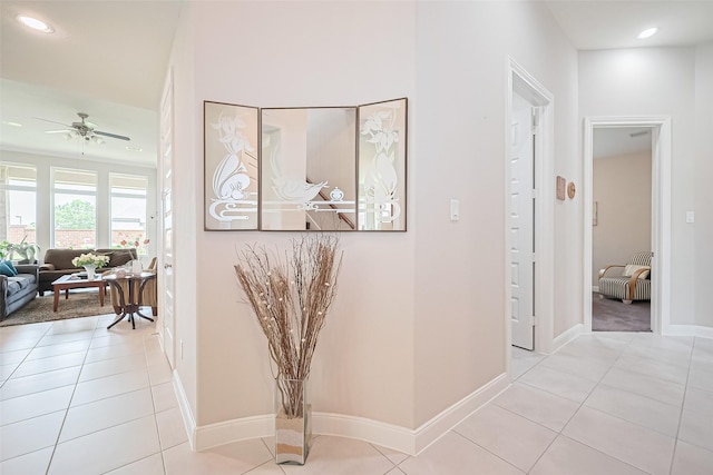 25603 Kearsley Dr, Katy, TX 77494 - corridor featuring light tile patterned floors and recessed lighting