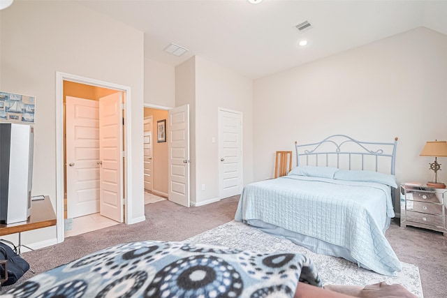25603 Kearsley Dr, Katy, TX 77494 - carpeted bedroom with baseboards and vaulted ceiling