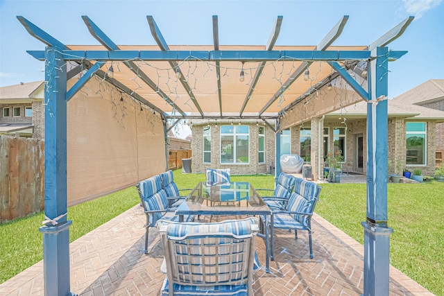 25603 Kearsley Dr, Katy, TX 77494 - view of patio / terrace featuring a pergola and outdoor lounge area