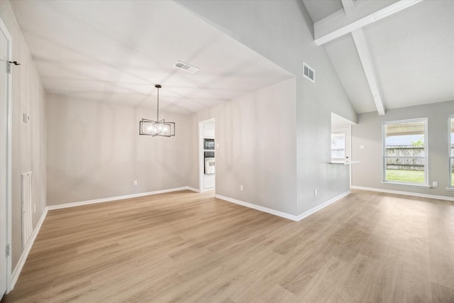 3114 Wagon Trail Dr, Sugar Land, TX 77479 - unfurnished room featuring light wood-style flooring and a chandelier