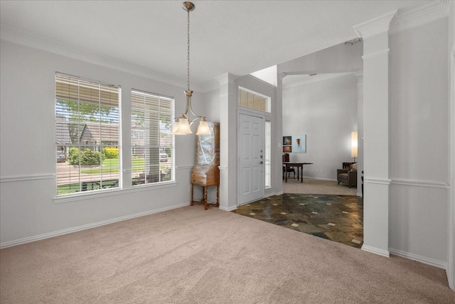 1427 Roaring Springs Ln, Seabrook, TX 77586 - dining space with carpet flooring and crown molding
