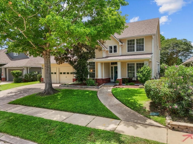 1427 Roaring Springs Ln, Seabrook, TX 77586 - view of front of property with concrete driveway, a front lawn, and an attached garage