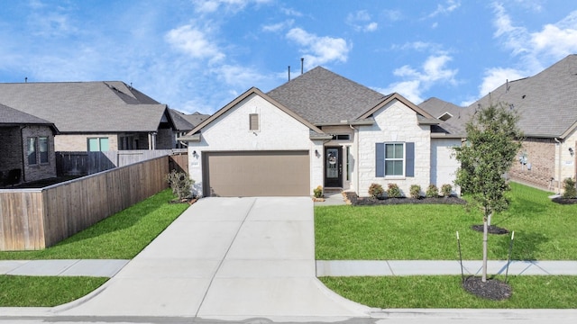 8419 Sunset Horizon Dr, Baytown, TX 77521 - french country style house with driveway, stone siding, and roof with shingles