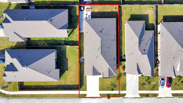 8419 Sunset Horizon Dr, Baytown, TX 77521 - aerial perspective of suburban area featuring property boundaries highlighted
