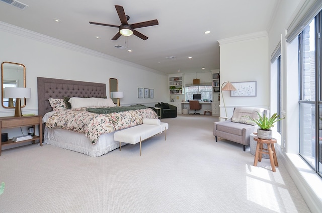 987 S Post Oak Ln, Houston, TX 77056 - bedroom with carpet flooring, crown molding, and recessed lighting