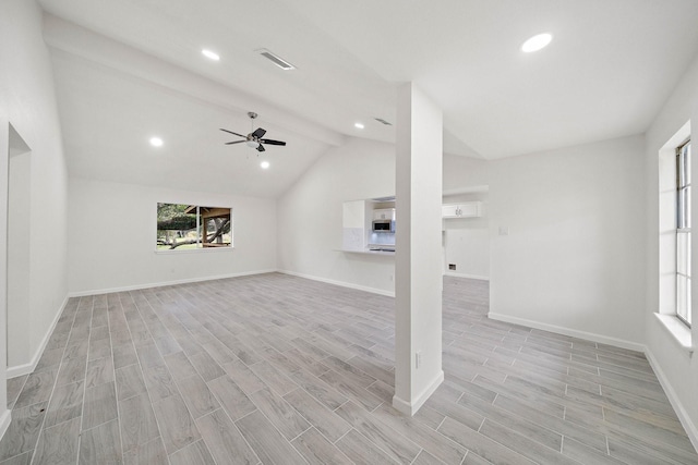 10219 Weldon Rd, Freeport, TX 77541 - unfurnished living room featuring light wood-style flooring, ceiling fan, and recessed lighting