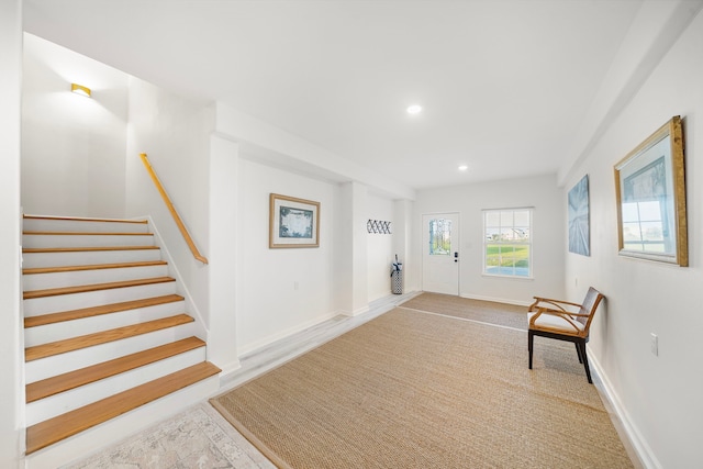 710 93rd St, Galveston, TX 77554 - unfurnished room with recessed lighting, stairs, and baseboards