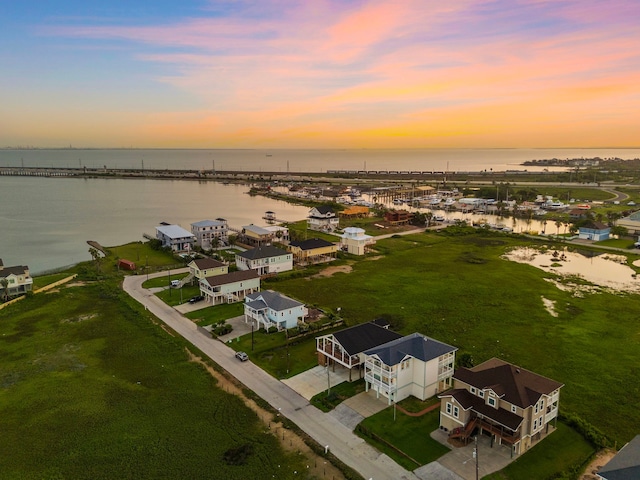 710 93rd St, Galveston, TX 77554 - aerial view at dusk of a water view