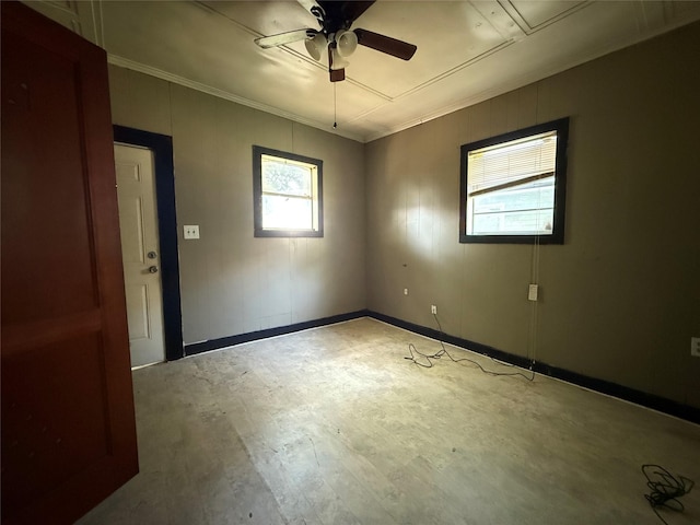 1637 15th St, Port Arthur, TX 77640 - spare room with a ceiling fan, ornamental molding, and wood finished floors
