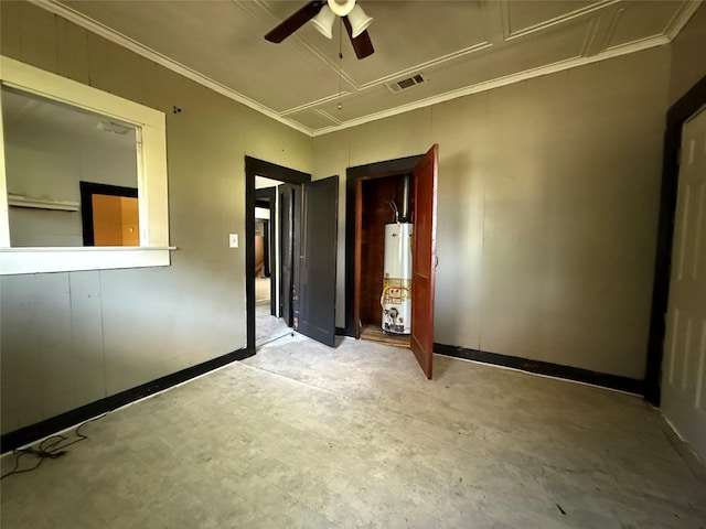 1637 15th St, Port Arthur, TX 77640 - unfurnished room featuring attic access, water heater, ceiling fan, and unfinished concrete floors
