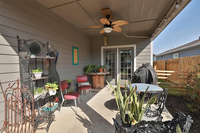 25106 Dickens Dr, Magnolia, TX 77355 - view of patio featuring a ceiling fan and outdoor dining space