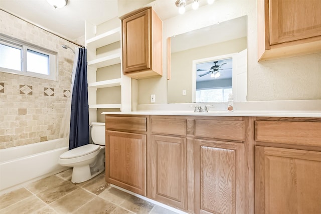 3313 Park Dale Dr, Deer Park, TX 77536 - full bath with vanity, shower / bath combo, and a ceiling fan