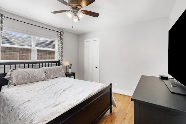1011 Martin St, Houston, TX 77018 - bedroom with light wood-style flooring and a ceiling fan