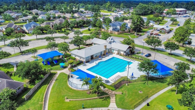 30103 Canyon Branch Ct, Spring, TX 77386 - aerial view of residential area with a pool