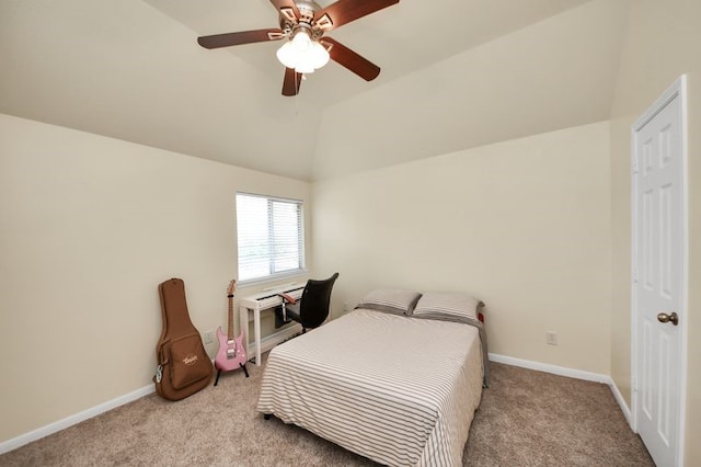 30103 Canyon Branch Ct, Spring, TX 77386 - bedroom featuring carpet floors, vaulted ceiling, and ceiling fan