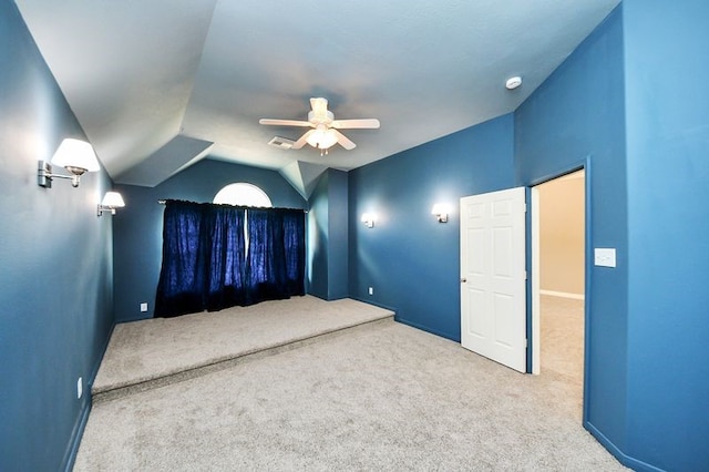 30103 Canyon Branch Ct, Spring, TX 77386 - empty room with carpet, ceiling fan, vaulted ceiling, and a smoke detector