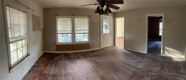 107 Russell St, Liberty Hill, TX 78642 - unfurnished room with hardwood / wood-style flooring, ceiling fan, and healthy amount of natural light
