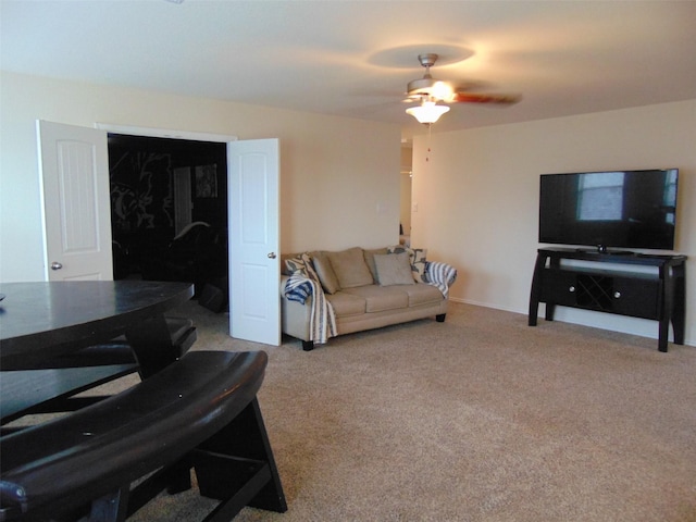 23727 Scotsman Dr, Katy, TX 77493 - living area with carpet and ceiling fan
