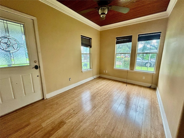 5119 33rd St, Groves, TX 77619 - empty room with crown molding, wood finished floors, and ceiling fan
