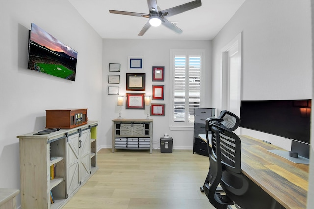 16634 Lake Austin St, Cypress, TX 77433 - office area with light wood-type flooring and a ceiling fan