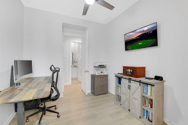 16634 Lake Austin St, Cypress, TX 77433 - office with light wood-style flooring and ceiling fan
