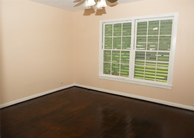 6718 E Bayou Dr, Hitchcock, TX 77563 - spare room featuring ceiling fan and dark wood-type flooring