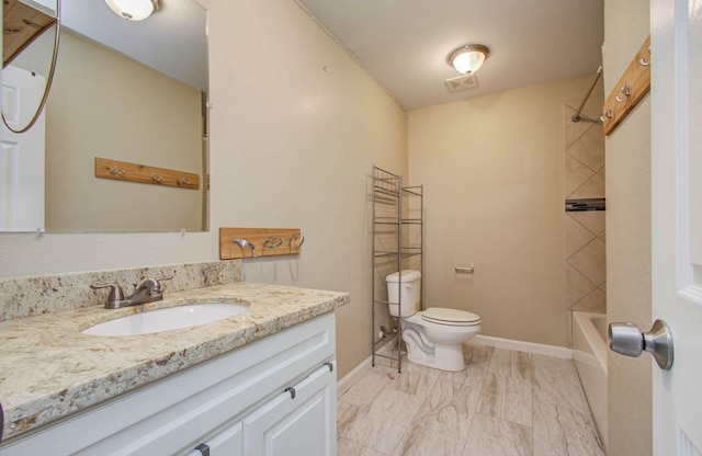 5409 Gold St, Houston, TX 77026 - bathroom featuring vanity, marble finish flooring, and bathtub / shower combination