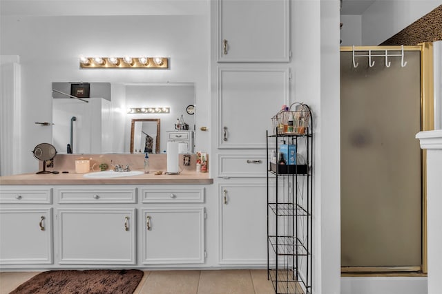 3360 Knob Oaks Dr, Huntsville, TX 77340 - full bath featuring tile patterned flooring, a shower with door, and vanity