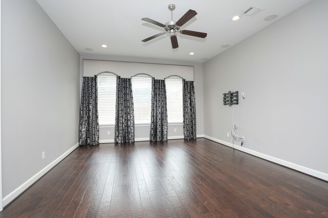 5120 Larkin St, Houston, TX 77007 - unfurnished room with ceiling fan, hardwood / wood-style flooring, and recessed lighting