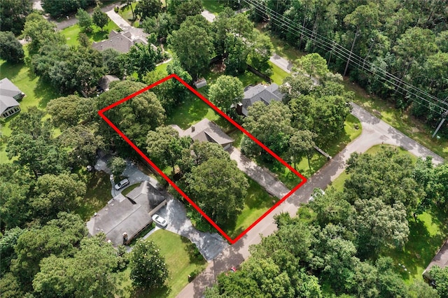 2403 Mustang Dr, Conroe, TX 77384 - aerial view of property's location featuring property boundaries highlighted