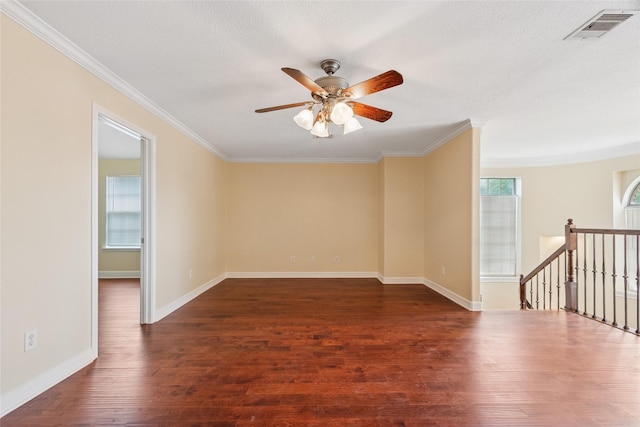 8666 Pearl Point St, Houston, TX 77044 - spare room with ornamental molding, ceiling fan, and wood finished floors