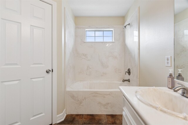 8666 Pearl Point St, Houston, TX 77044 - full bath with vanity, a combined bath / shower with marble appearance, and tile patterned floors