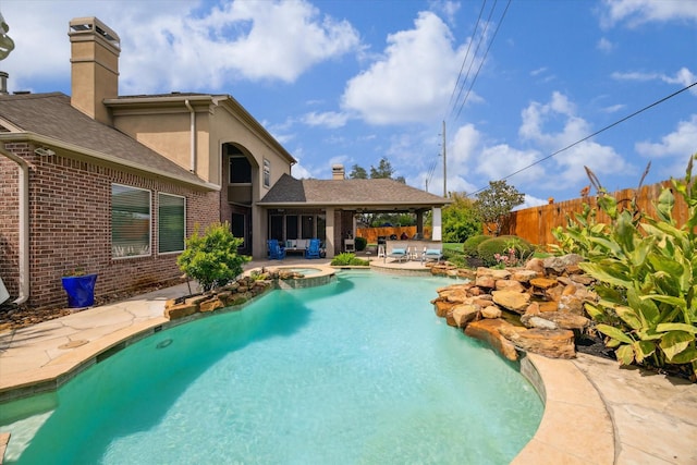 14002 Winding Springs Dr, Cypress, TX 77429 - view of swimming pool featuring a patio area and a pool with connected hot tub