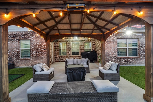 18827 Palmetto Hills Dr, New Caney, TX 77357 - view of patio with a gazebo, outdoor lounge area, and area for grilling