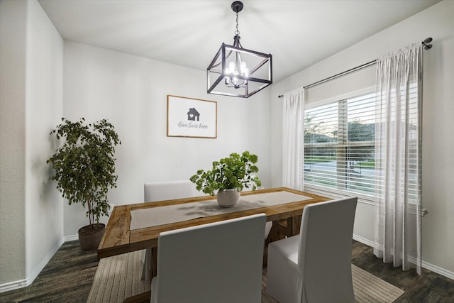 18827 Palmetto Hills Dr, New Caney, TX 77357 - dining room with a chandelier and dark wood finished floors