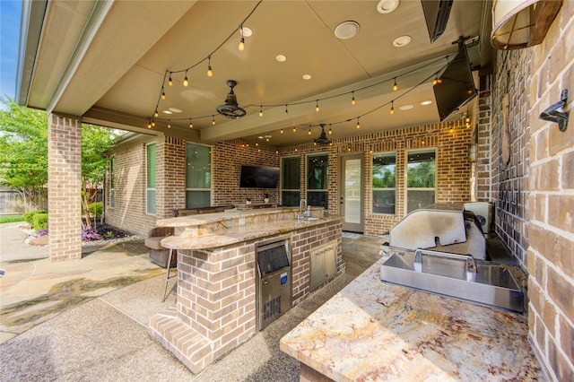 27818 Pinpoint Crossing Dr, Katy, TX 77494 - view of patio / terrace featuring an outdoor kitchen and ceiling fan