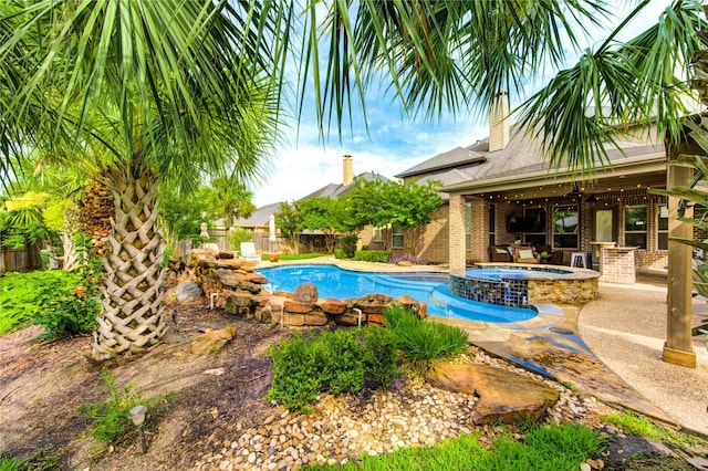 27818 Pinpoint Crossing Dr, Katy, TX 77494 - view of pool with a patio area, ceiling fan, and a pool with connected hot tub
