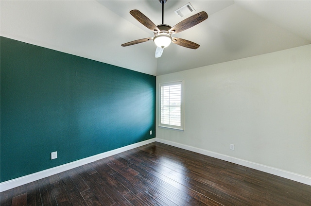 27818 Pinpoint Crossing Dr, Katy, TX 77494 - spare room featuring wood finished floors, vaulted ceiling, and a ceiling fan