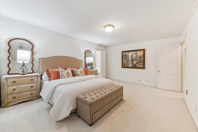 13307 Westport Ln, Houston, TX 77079 - bedroom featuring ornamental molding and light carpet