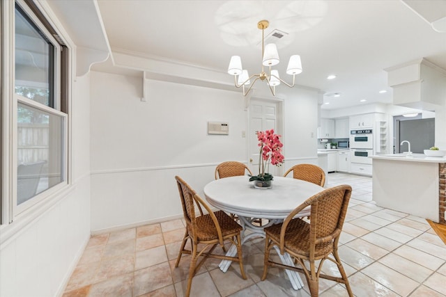 13307 Westport Ln, Houston, TX 77079 - dining space featuring a chandelier and recessed lighting