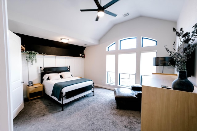 3319 Pleasant Hollow Ln, Houston, TX 77365 - carpeted bedroom with vaulted ceiling and ceiling fan