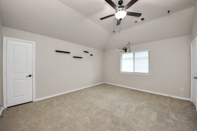 12131 Cove Ridge Ln, Cypress, TX 77433 - empty room featuring carpet floors, a ceiling fan, and vaulted ceiling