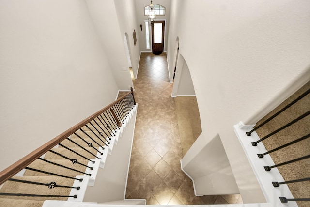 12131 Cove Ridge Ln, Cypress, TX 77433 - stairway with a towering ceiling