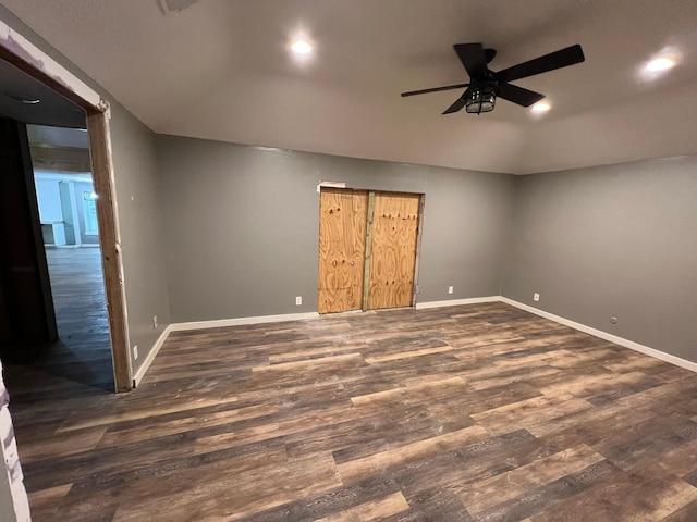 17506 Rustington Dr, Spring, TX 77379 - spare room featuring ceiling fan, dark wood-style floors, and recessed lighting