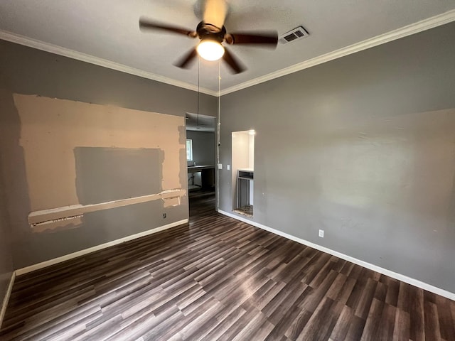 17506 Rustington Dr, Spring, TX 77379 - empty room featuring ceiling fan, wood finished floors, and crown molding