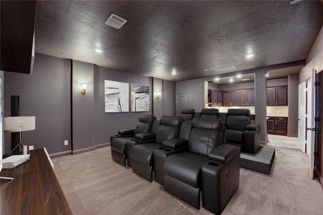 3242 N Upland St, Katy, TX 77493 - home theater featuring light carpet, a textured ceiling, and recessed lighting
