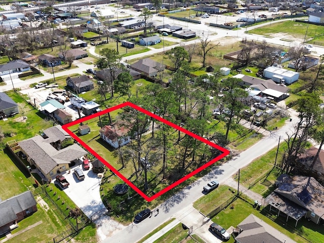 8910 Compton St, Houston, TX 77016 - aerial perspective of suburban area with property parcel outlined