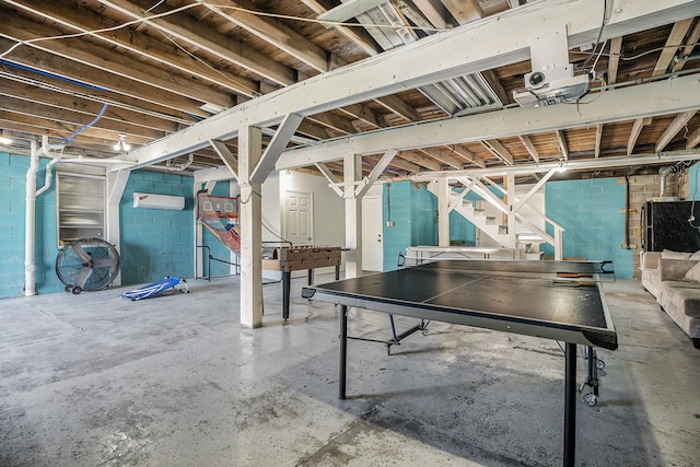 2315 67th St, Galveston, TX 77551 - unfinished below grade area with concrete block wall and stairs