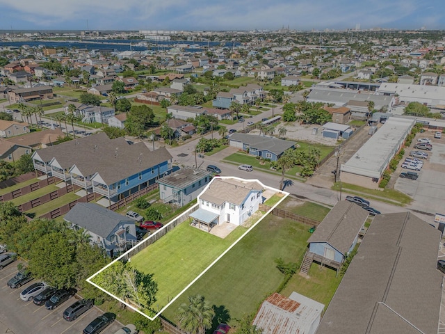 2315 67th St, Galveston, TX 77551 - aerial perspective of suburban area with property parcel outlined